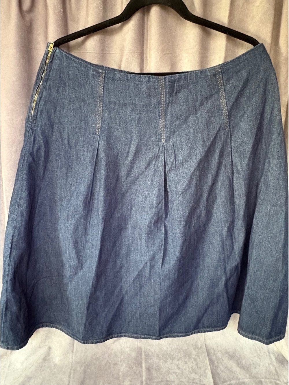 eShakti Denim A Line Midi Skirt Womens 18W XL-XXL Dark Wash 39 Waist